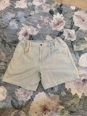 aerie NWT large cream with blue pin stripe shorts